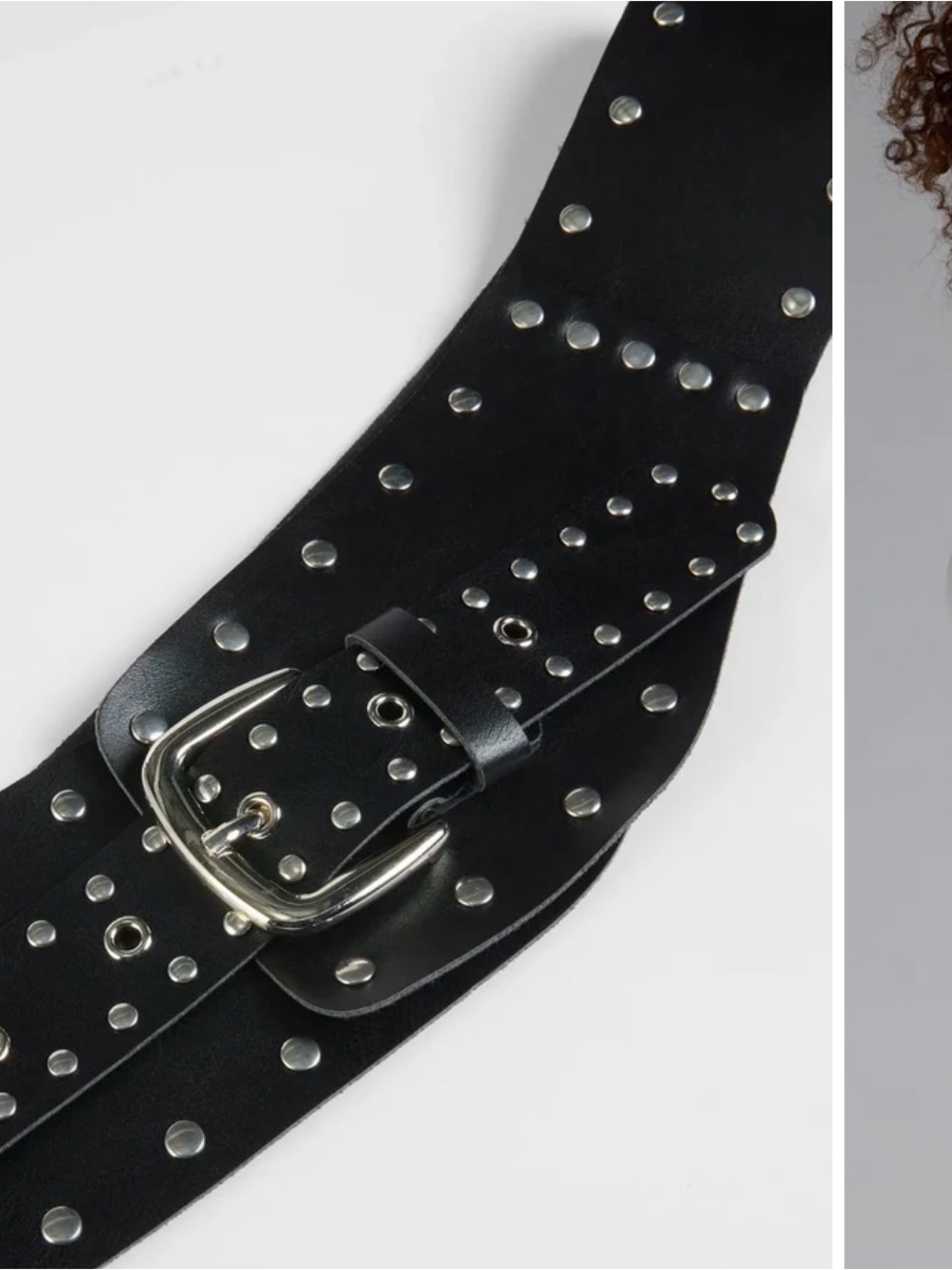Windsor Black Studded Wide Belt with Silver Buckle